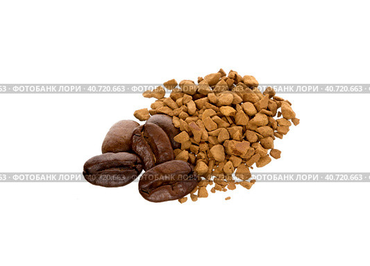 Coffee beans and coffee soluble. Стоковое фото, фотограф Roman B. / Фотобанк Лори