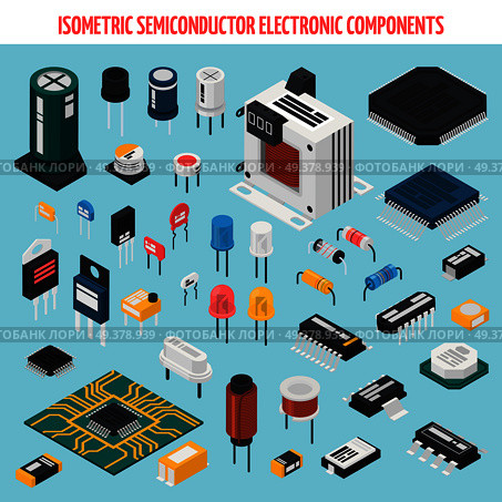 Colored isolated semiconductor electronic components isometric icon set with motherboard chips and other elements vector illustration. Semiconductor Electronic Components Isometric Icon Set. Стоковая иллюстрация, агентство Ingram Publishing / Фотобанк Лори