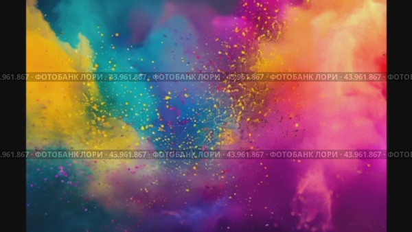 Colored powder explosion on gradient dark background. Freeze motion. Стоковое AI-видео, аниматор Ирина Ручушкина / Фотобанк Лори