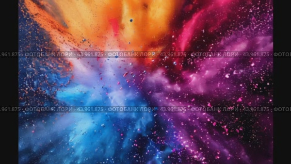 Colored powder explosion on gradient dark background. Freeze motion. Стоковое AI-видео, аниматор Ирина Ручушкина / Фотобанк Лори