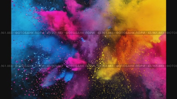 Colored powder explosion on gradient dark background. Freeze motion. Стоковое AI-видео, аниматор Ирина Ручушкина / Фотобанк Лори