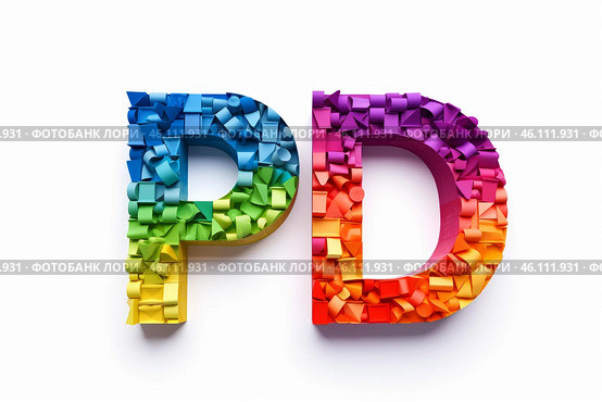 Colorful 3d letters with geometric design. Стоковое AI-изображение, AI-художник Иван Рябоконь / Фотобанк Лори