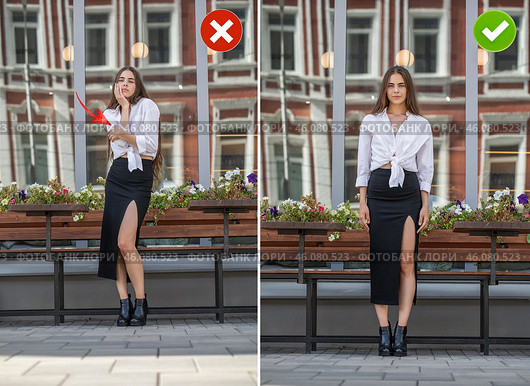 Common mistakes in female posing and how to avoid them. Photo poses. Стоковое фото, фотограф Андрей Аркуша / Фотобанк Лори