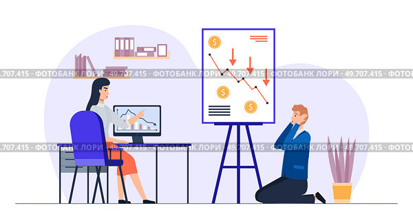 Company bankruptcy. Financial rescue, depressed businessman. Economic financial crisis, sinking business, loan payback money problem, people and economy recession falling arrow vector concept. Company bankruptcy. Financial rescue, depressed businessman. Economic problem, financial crisis. Стоковая иллюстрация, агентство Ingram Publishing / Фотобанк Лори