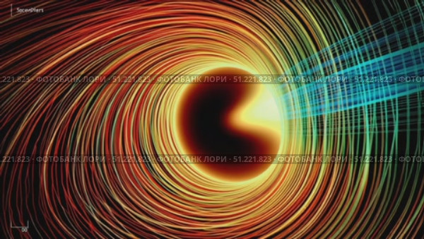 Complex astrophysical magnetohydrodynamic simulation of a rotating supermassive black hole showing the accretion disk and the relativistic jet. Стоковое AI-видео, аниматор Юрий Поздников / Фотобанк Лори
