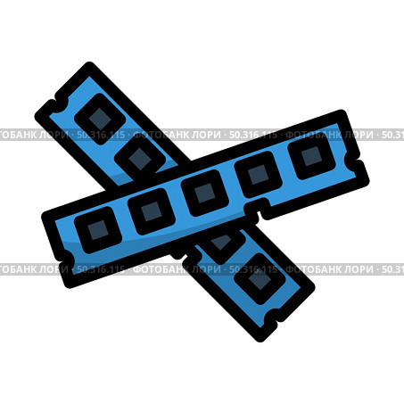 Computer Memory Icon. Editable Bold Outline With Color Fill Design. Vector Illustration. Стоковая иллюстрация, агентство Ingram Publishing / Фотобанк Лори