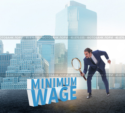 Concept of minimum wage with businessman. Стоковое фото, фотограф Elnur / Фотобанк Лори