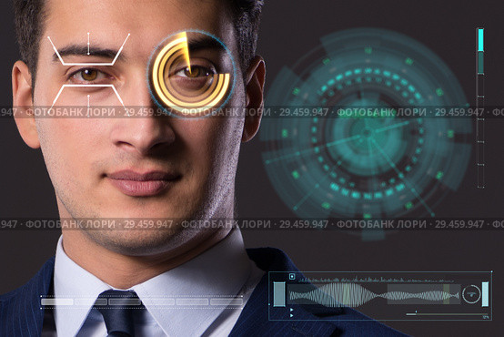 Concept of sensor implanted into human eye. Стоковое фото, фотограф Elnur / Фотобанк Лори
