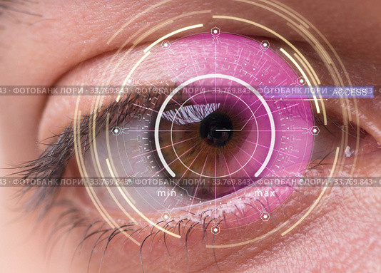 Concept of sensor implanted into human eye. Стоковое фото, фотограф Elnur / Фотобанк Лори