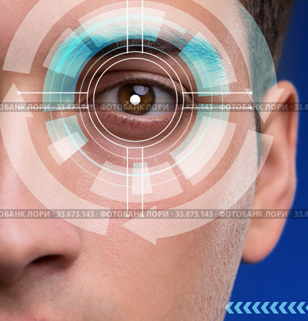 Concept of sensor implanted into human eye. Стоковое фото, фотограф Elnur / Фотобанк Лори