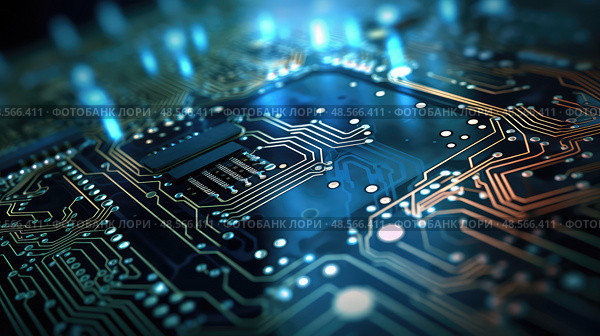 conductive thin line technology ai generated. Стоковое AI-изображение, AI-художник Vectorwin / Фотобанк Лори