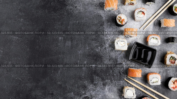 copy space variety sushi. Стоковое фото, агентство Ingram Publishing / Фотобанк Лори