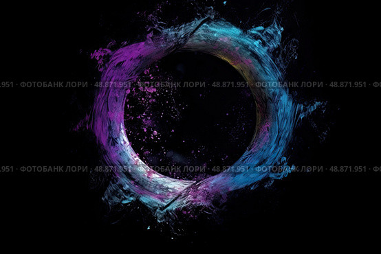Cosmic Dance: mesmerizing circular object adorned with vibrant blue and purple paint creates a visual spectacle that evokes a sense of movement and enchantment. Стоковое AI-изображение, AI-художник Данила Большаков / Фотобанк Лори