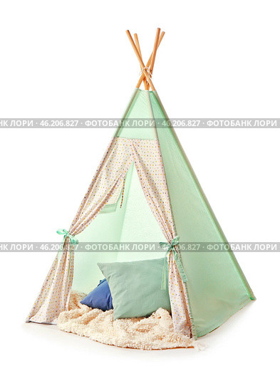 Cozy play tent for kids on white background. Стоковое фото, фотограф Pixel_shot / Фотобанк Лори
