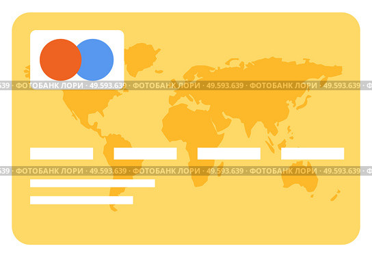 Credit card in yellow color. Online payment. Cash withdrawal. Financial operations. Shopping ellement. Vector illustration in flat style icon. Credit Card. Online Payment. Стоковая иллюстрация, агентство Ingram Publishing / Фотобанк Лори