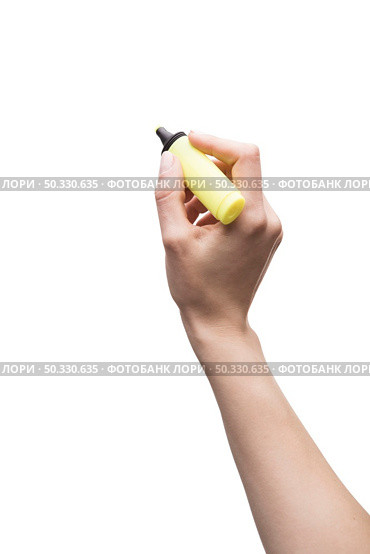 crop hand with text highlighter. High resolution photo. crop hand with text highlighter. High quality photo. Стоковое фото, агентство Ingram Publishing / Фотобанк Лори