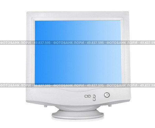 CRT monitor isolated on a white background. Clipping path. Стоковое фото, агентство Ingram Publishing / Фотобанк Лори