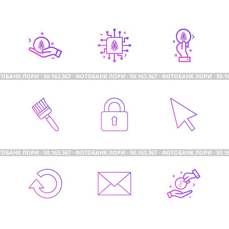 Crypoto currency , coimn , key , reset,  golem , message , envelope, brush , lock , pointer , share , icon, vector, design,  flat,  collection, style, creative,  icons. Стоковая иллюстрация, агентство Ingram Publishing / Фотобанк Лори