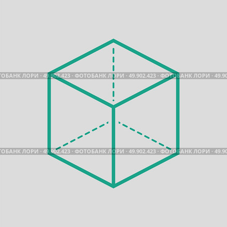 Cube with projection icon. Gray background with green. Vector illustration. Стоковая иллюстрация, агентство Ingram Publishing / Фотобанк Лори