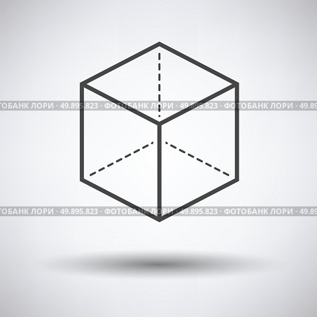 Cube with projection icon on gray background, round shadow. Vector illustration. Стоковая иллюстрация, агентство Ingram Publishing / Фотобанк Лори