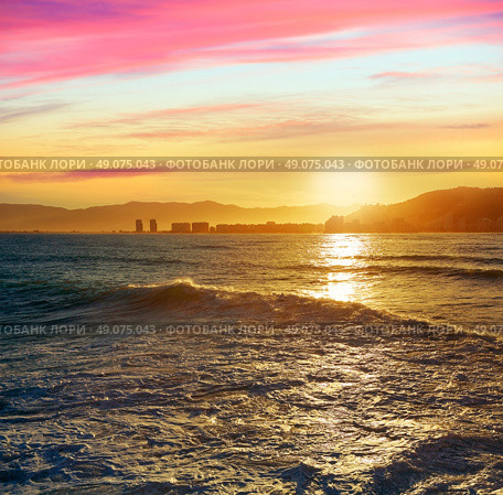 Cullera Playa los Olivos beach sunset in Mediterranean Valencia at Spain. Стоковое фото, агентство Ingram Publishing / Фотобанк Лори