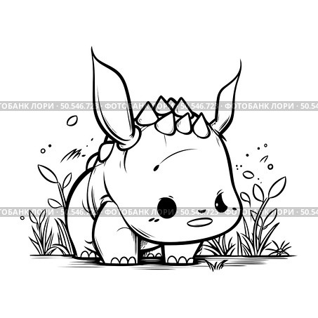 Cute Cartoon Triceratops Dinosaur. Vector Illustration. Стоковая иллюстрация, агентство Ingram Publishing / Фотобанк Лори