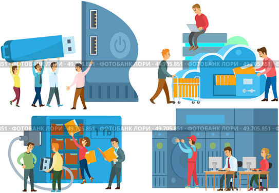 Data storage concept. Uploading files to cloud storage, usb flash drive. Hosting stage service. External hard disk. Data storage and processing. Network hosting and services. Database for documents. Data storage concept. Cloud storage, usb flash drive. Hosting stage service. External hard disk. Стоковая иллюстрация, агентство Ingram Publishing / Фотобанк Лори