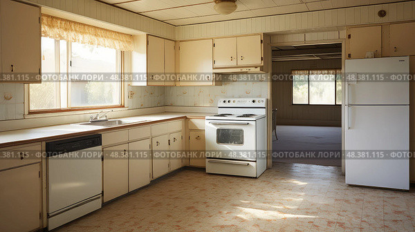 dated outdated kitchen ai generated. Стоковое AI-изображение, AI-художник Vectorwin / Фотобанк Лори