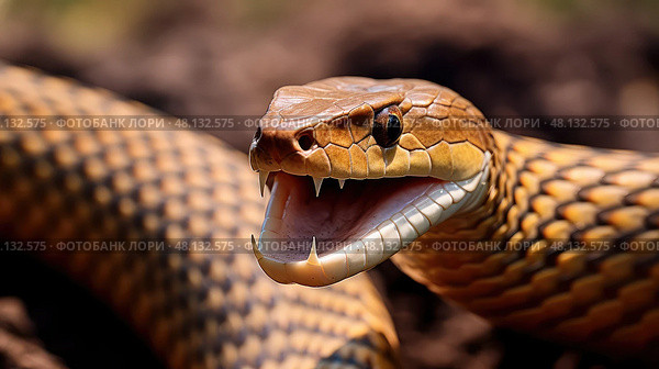 deadly eastern brown snake ai generated. Стоковое AI-изображение, AI-художник Vectorwin / Фотобанк Лори