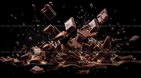 decadent dark chocolate pieces ai generated. Стоковое AI-изображение, AI-художник Vectorwin / Фотобанк Лори