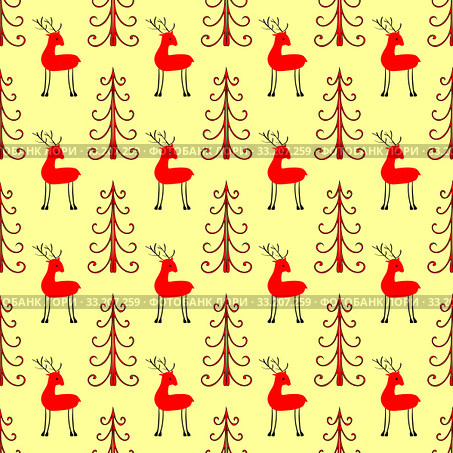 Deer in the forest seamless pattern. Стоковое фото, фотограф Elena Kozyreva / PantherMedia / Фотобанк Лори