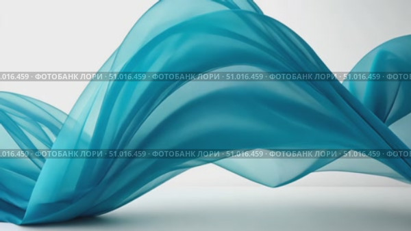 Delicate blue fabric flows and swirls elegantly, showcasing its texture and movement in a creative arrangement. Стоковое AI-видео, аниматор Данила Большаков / Фотобанк Лори
