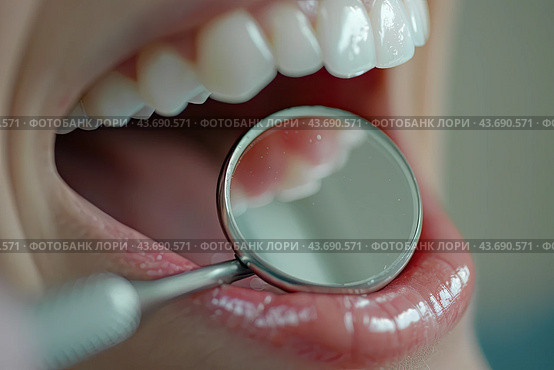 Dentist Holding scaler and month mirror Operation at clinic. Стоковое AI-изображение, AI-художник Ярославский Максим / Фотобанк Лори
