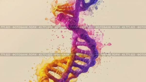 Detailed double helix DNA strand, depicting the molecular structure and genetic makeup, suitable for biology, genetics, and medical research concepts. Стоковое AI-видео, аниматор Ирина Михайличенко / Фотобанк Лори