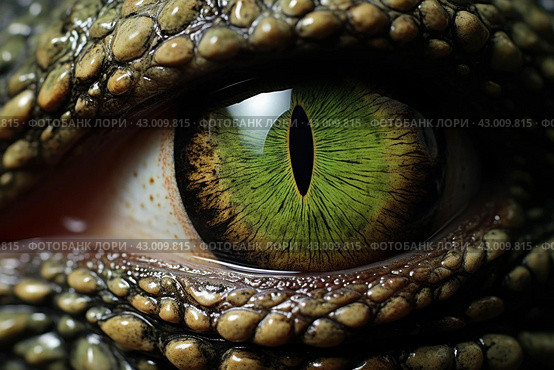 Detailed Reptilian eye closeup. Generate Ai. Стоковое AI-изображение, AI-художник Иван Рябоконь / Фотобанк Лори