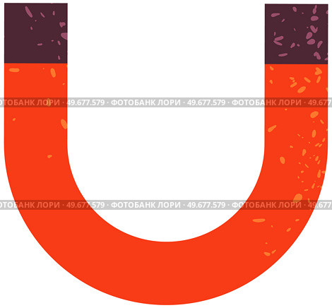 Device attracting and repelling iron or steel objects. Magnet with magnetic field. Red magnetizing item. Piece of iron ore or steel to magnetize. Single pole magnet isolated on white background. Device attracting and repelling iron or steel objects. Single pole magnet with magnetic field. Стоковая иллюстрация, агентство Ingram Publishing / Фотобанк Лори