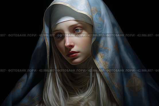 Devout Mary virgin. Generate Ai. Стоковое AI-изображение, AI-художник Иван Рябоконь / Фотобанк Лори