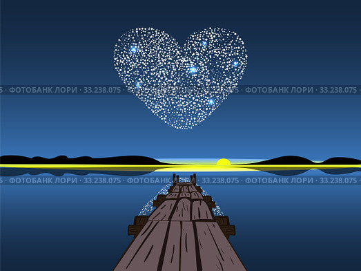 Diamond heart on a night lake. Стоковое фото, фотограф Elena Kozyreva / PantherMedia / Фотобанк Лори