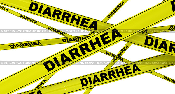 Диарея (diarrhea). Желтая оградительная лента. Стоковая иллюстрация, иллюстратор WalDeMarus / Фотобанк Лори