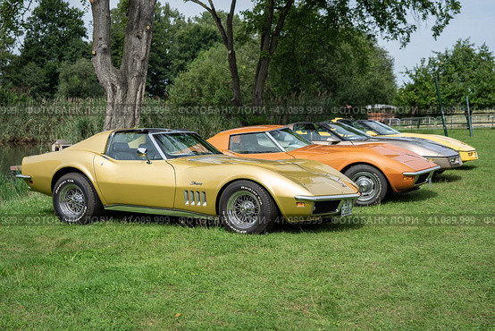 DIEDERSDORF, GERMANY - AUGUST 30, 2020: The various sports cars Chevrolet Corvette stand in a row. The exhibition of "US Car Classics". Редакционное фото, фотограф Sergey Kohl / Фотобанк Лори