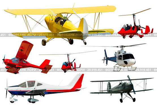 Different airplanes isolated on white. Стоковое фото, фотограф Яков Филимонов / Фотобанк Лори