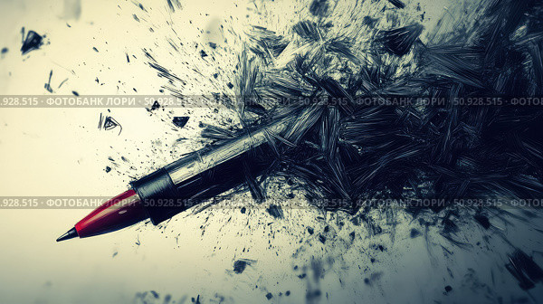 digitalization collapsing pen and paper ai generated. Стоковое AI-изображение, AI-художник Vectorwin / Фотобанк Лори