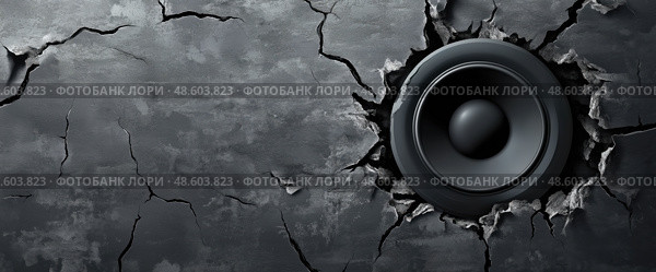Динамик пробивает трещины стены. Стоковое AI-изображение, AI-художник Александр Жуков / Фотобанк Лори