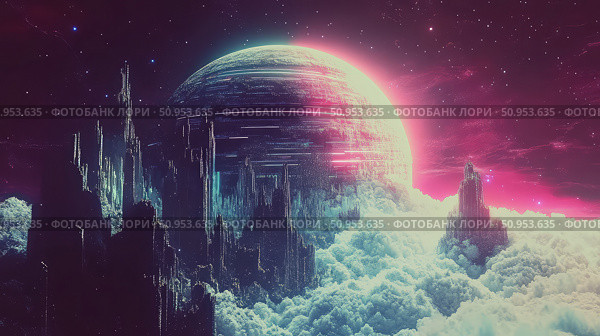 distortion glitching planet ai generated. Стоковое AI-изображение, AI-художник Vectorwin / Фотобанк Лори