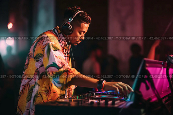 Dj street style music. Generate Ai. Стоковое AI-изображение, AI-художник Иван Рябоконь / Фотобанк Лори