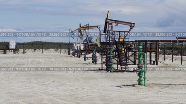 Добыча нефти. Насосная установка. Pumpjack. Стоковое видео, видеограф Евгений Романов / Фотобанк Лори