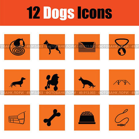 Dogs icon set. Orange design. Vector illustration. Стоковая иллюстрация, агентство Ingram Publishing / Фотобанк Лори