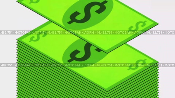 Dollar bill falls on a white background, isometric, isolate. Стоковая анимация, аниматор Vladislav_v / Фотобанк Лори