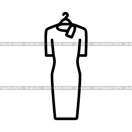 Dress On Hanger With Sale Tag Icon. Bold outline design with editable stroke width. Vector Illustration. Стоковая иллюстрация, агентство Ingram Publishing / Фотобанк Лори