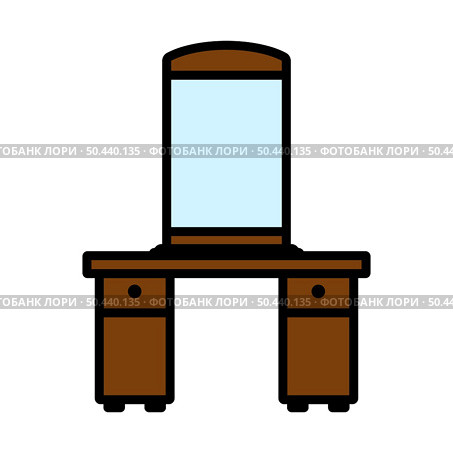 Dresser With Mirror Icon. Editable Bold Outline With Color Fill Design. Vector Illustration. Стоковая иллюстрация, агентство Ingram Publishing / Фотобанк Лори